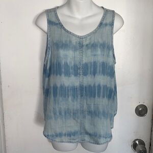 BELLA DAHL Tie Dye Chambray High Low Tank Top-M